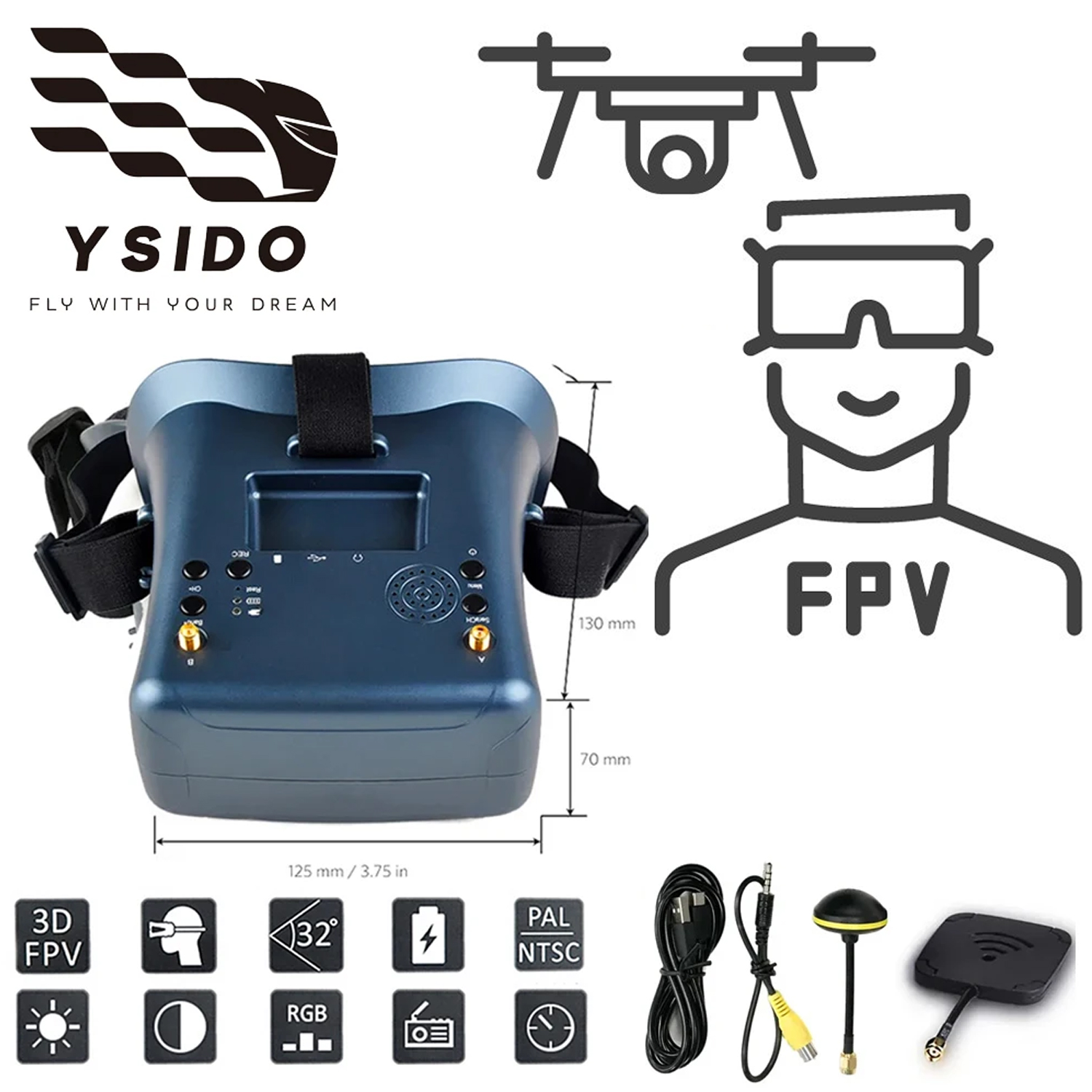 Skyzone Sky04O Pro Fpv Goggles - Kacamata FPV 008D 5.8G 40CH 4.3